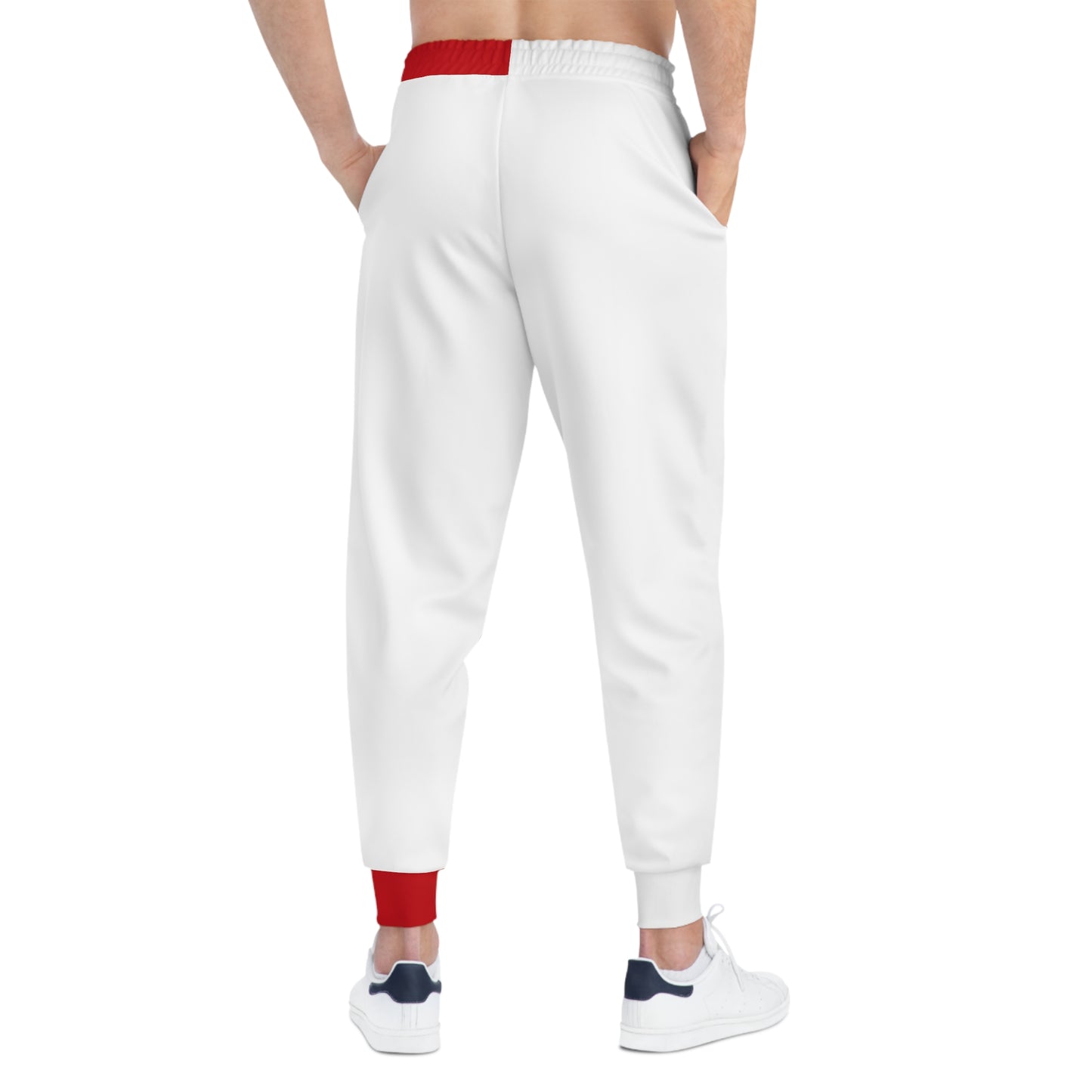 04 - RYSE9 Athletic Joggers (White/Red Split/Red Rose Logo)