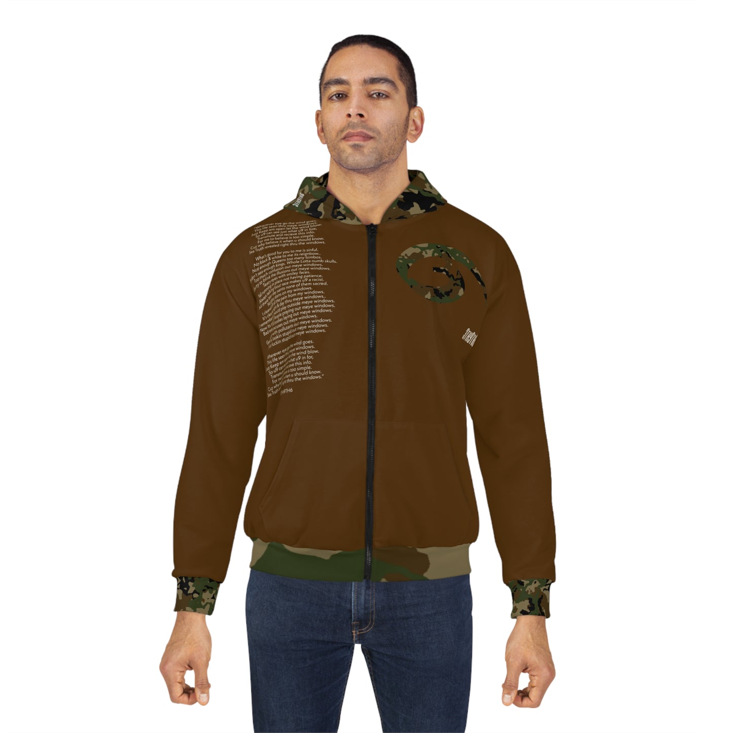 04 - RYSE9 Mixed Cammo/Brown Unisex Zip Hoodie (Mixed Brown/Camouflage Logo)