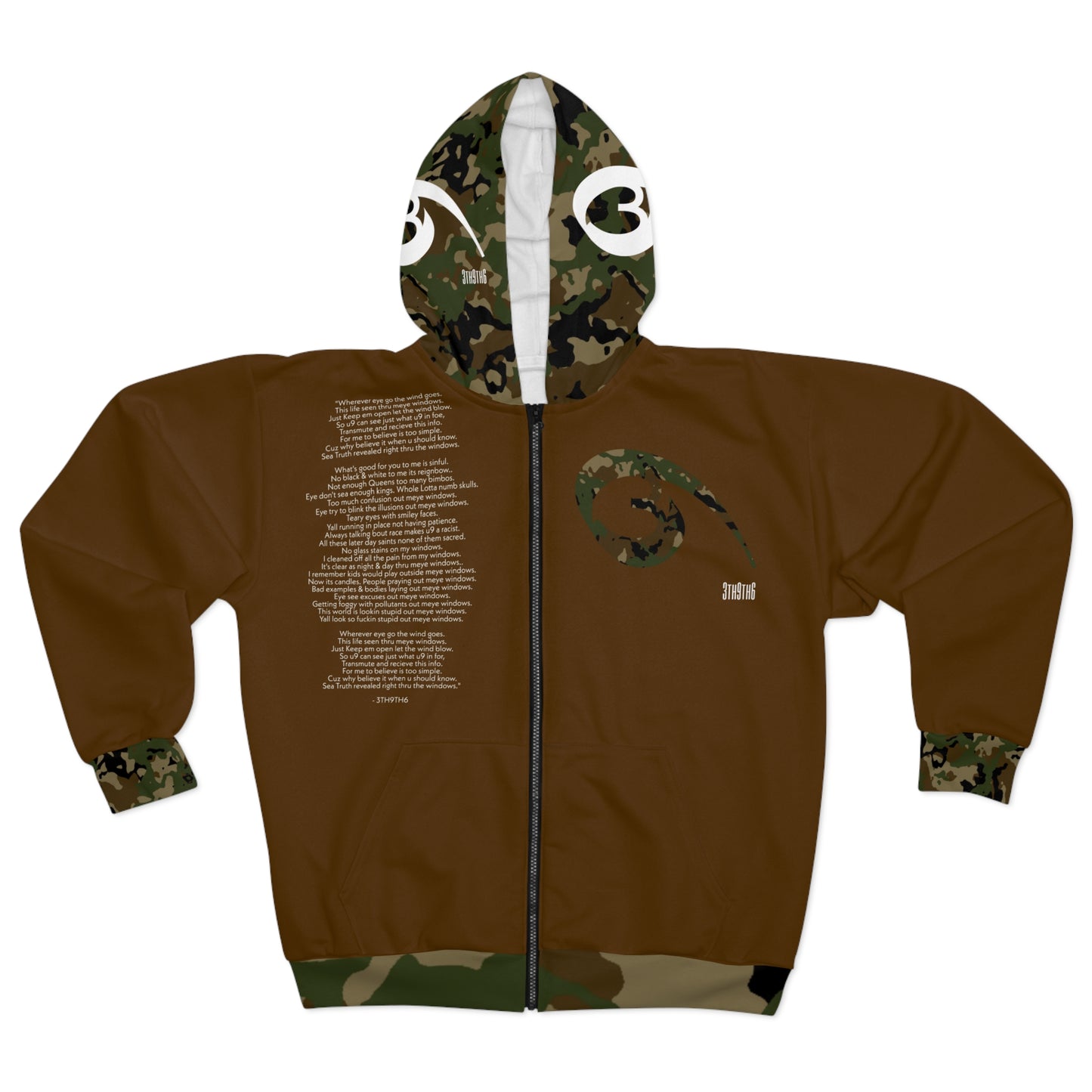 04 - RYSE9 Mixed Cammo/Brown Unisex Zip Hoodie (Mixed Brown/Camouflage Logo)