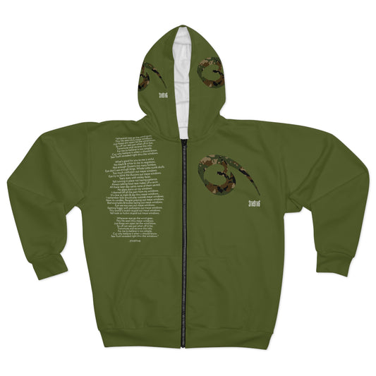 04 - RYSE9 Green/Cammo Mixed Unisex Zip Hoodie (Green/Camouflage Logo)