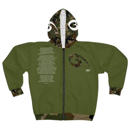 04 - RYSE9 Mixed Cammo/Green Unisex Zip Hoodie