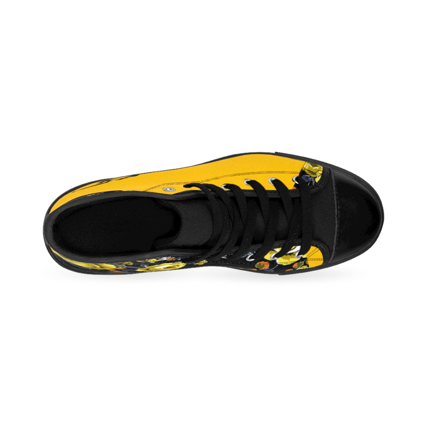 01 - Urban Casual Men's High-top Sneakers (Gold/Gold & Black Rose Print)