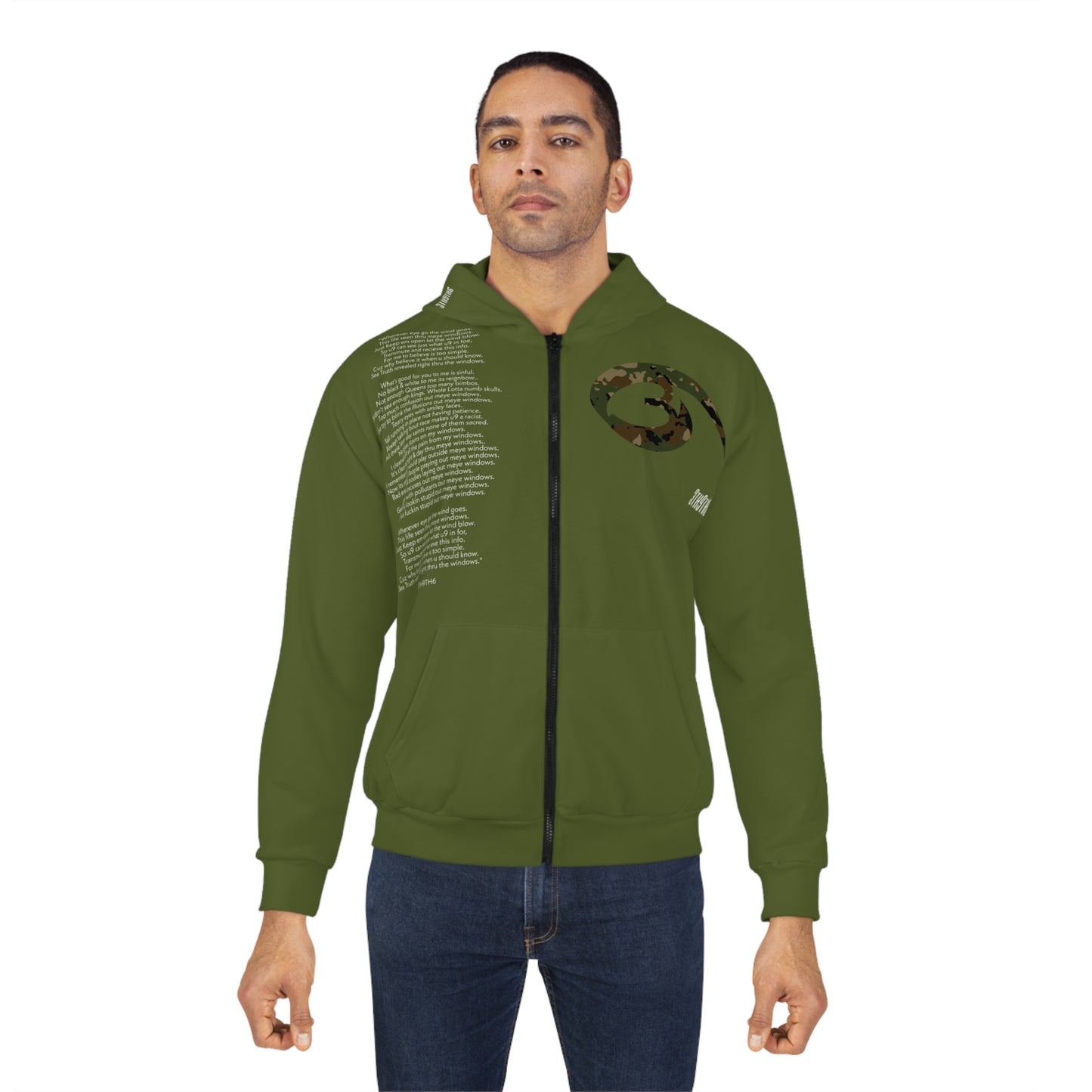 04 - RYSE9 Green/Cammo Mixed Unisex Zip Hoodie (Green/Camouflage Logo)