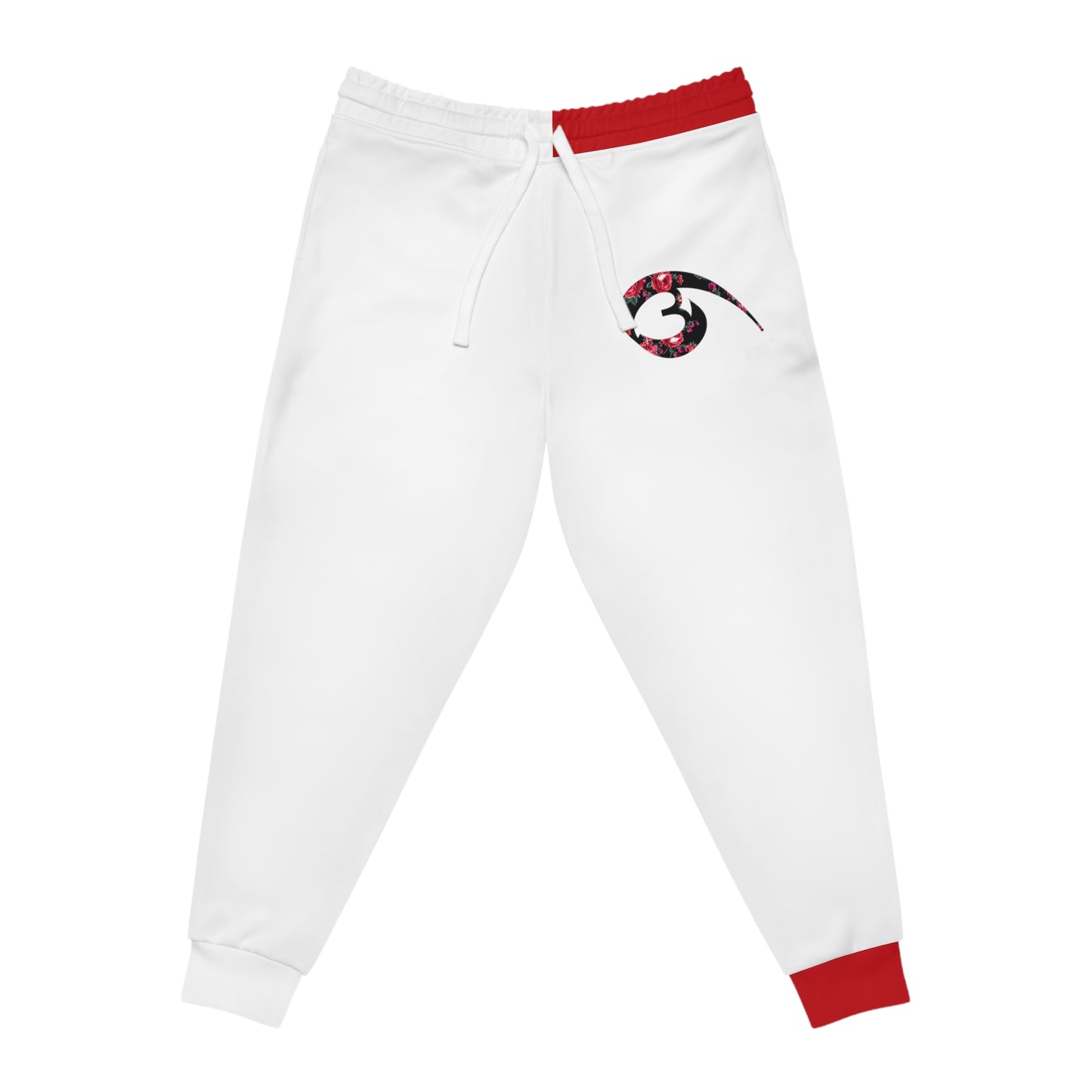 04 - RYSE9 Athletic Joggers (White/Red Split/Red Rose Logo)