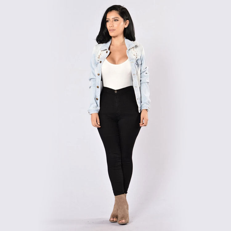 Women's Denim ripped plus size women's jacket