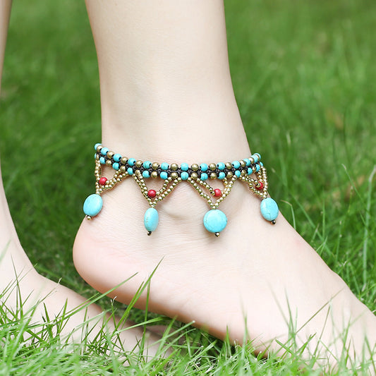 Accessories - Bohemian Turquois Hand Woven Anklet