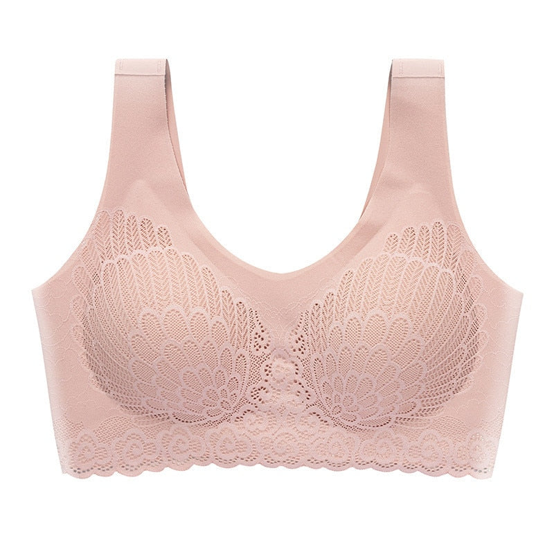 Women's Thin Push Up Vest Bra Women Seamless Underwear Solid Lace Soft Comfortable Sleep Top With Chest Padded Bras For Women M L XL XXL