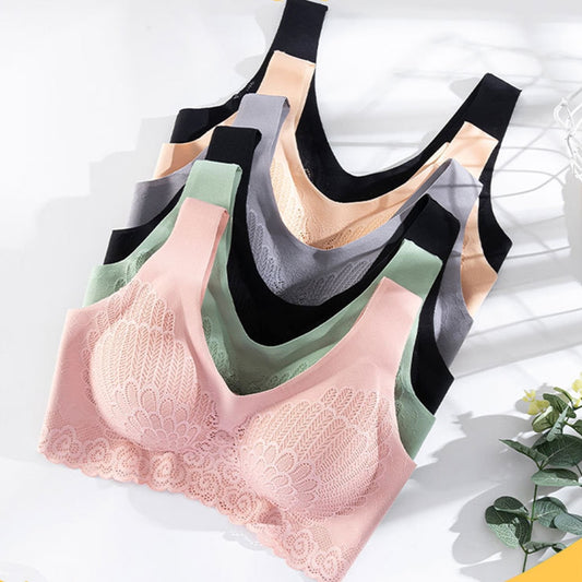 Women's Thin Push Up Vest Bra Women Seamless Underwear Solid Lace Soft Comfortable Sleep Top With Chest Padded Bras For Women M L XL XXL