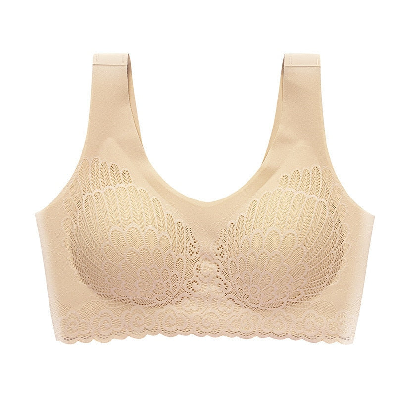 Women's Thin Push Up Vest Bra Women Seamless Underwear Solid Lace Soft Comfortable Sleep Top With Chest Padded Bras For Women M L XL XXL