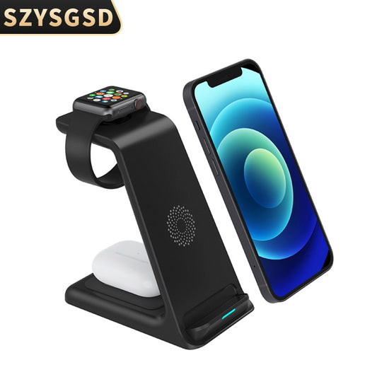 Accessories - 20W Wireless Charger Stand For IPhone 13 12 11 XR 8 Apple Watch 3 In 1 Qi Fast Charging Dock Station for Airpods Pro IWatch 7 6