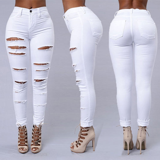 Women's Ripped denim pencil pants