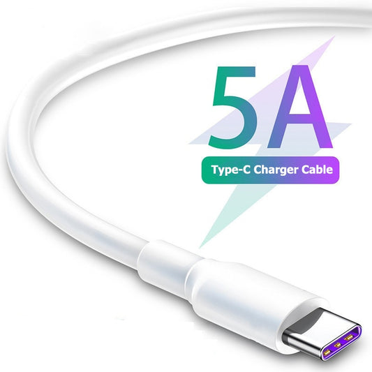 Accessories - Fast Charge 5A USB Type C Cable For Samsung S20 S9 S8 Xiaomi Huawei P30 Pro Mobile Phone Charging Wire White Blcak Cable