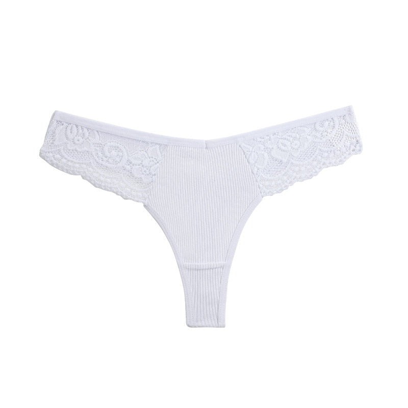 Women's Sexy V-Waist Cotton G-string Lace Lingerie Panties