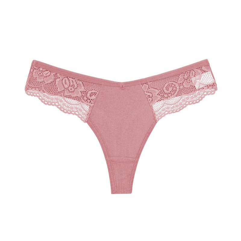 Women's Sexy V-Waist Cotton G-string Lace Lingerie Panties